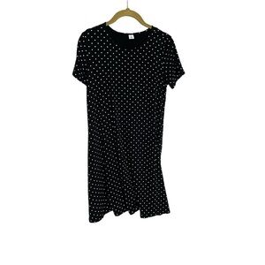 Old Navy Black White Polka Dot T Shirt Swing Dress Small Petite